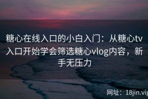 糖心在线入口的小白入门：从糖心tv入口开始学会筛选糖心vlog内容，新手无压力