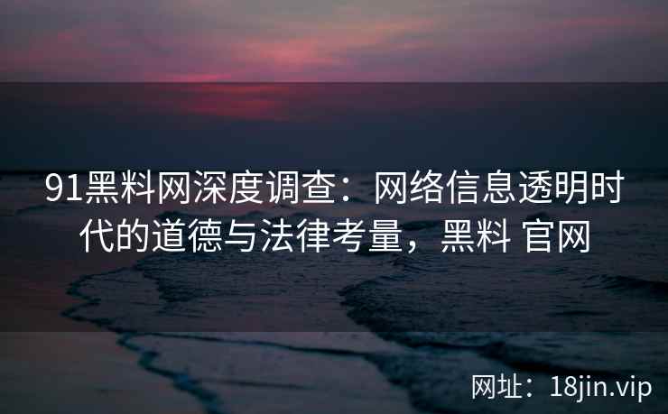 91黑料网深度调查：网络信息透明时代的道德与法律考量，黑料 官网