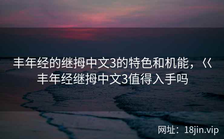 丰年经的继拇中文3的特色和机能，巜丰年经继拇中文3值得入手吗